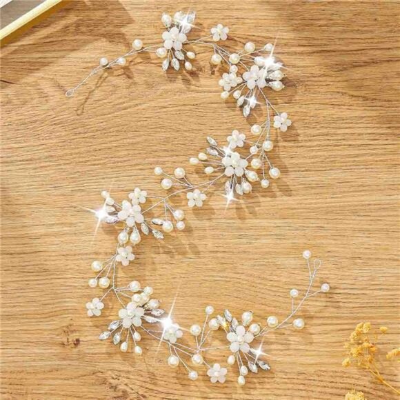 Flower Bride Wedding Hair Vine Crystal Bridal Headbands Flower Girls Headpiece - Picture 3 of 8